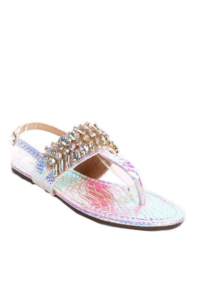 Jeweled Holographic Sandals