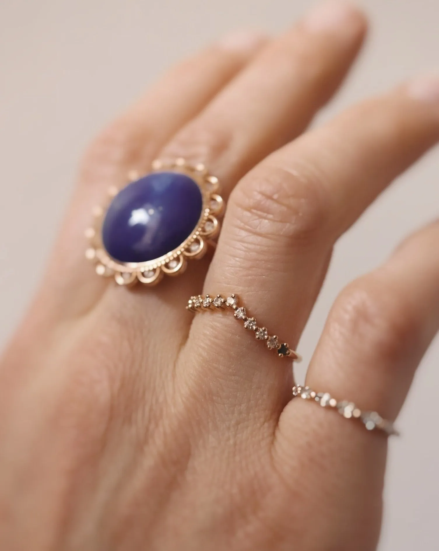 Judy's Night Sky Ring with Lapis Lazuli and Diamonds