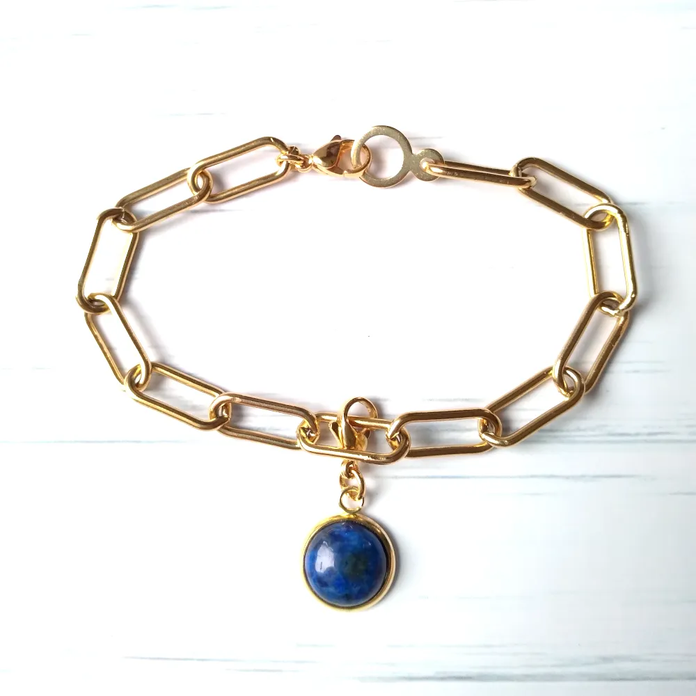 Lapis Lazuli Paperclip Bracelet