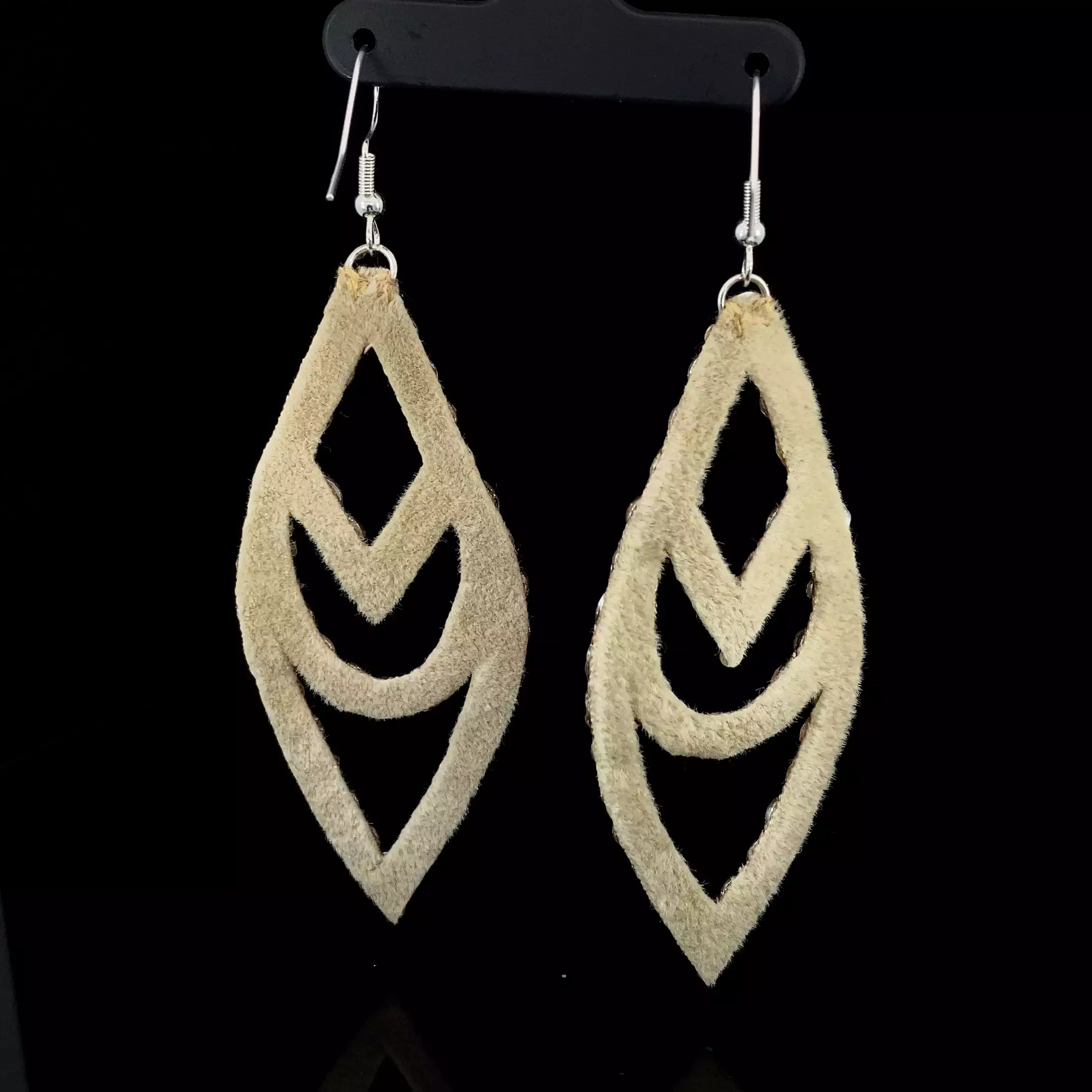 Large Chevron Detail Hanging Drop Earrings with Stones in Multiple Color Options E003