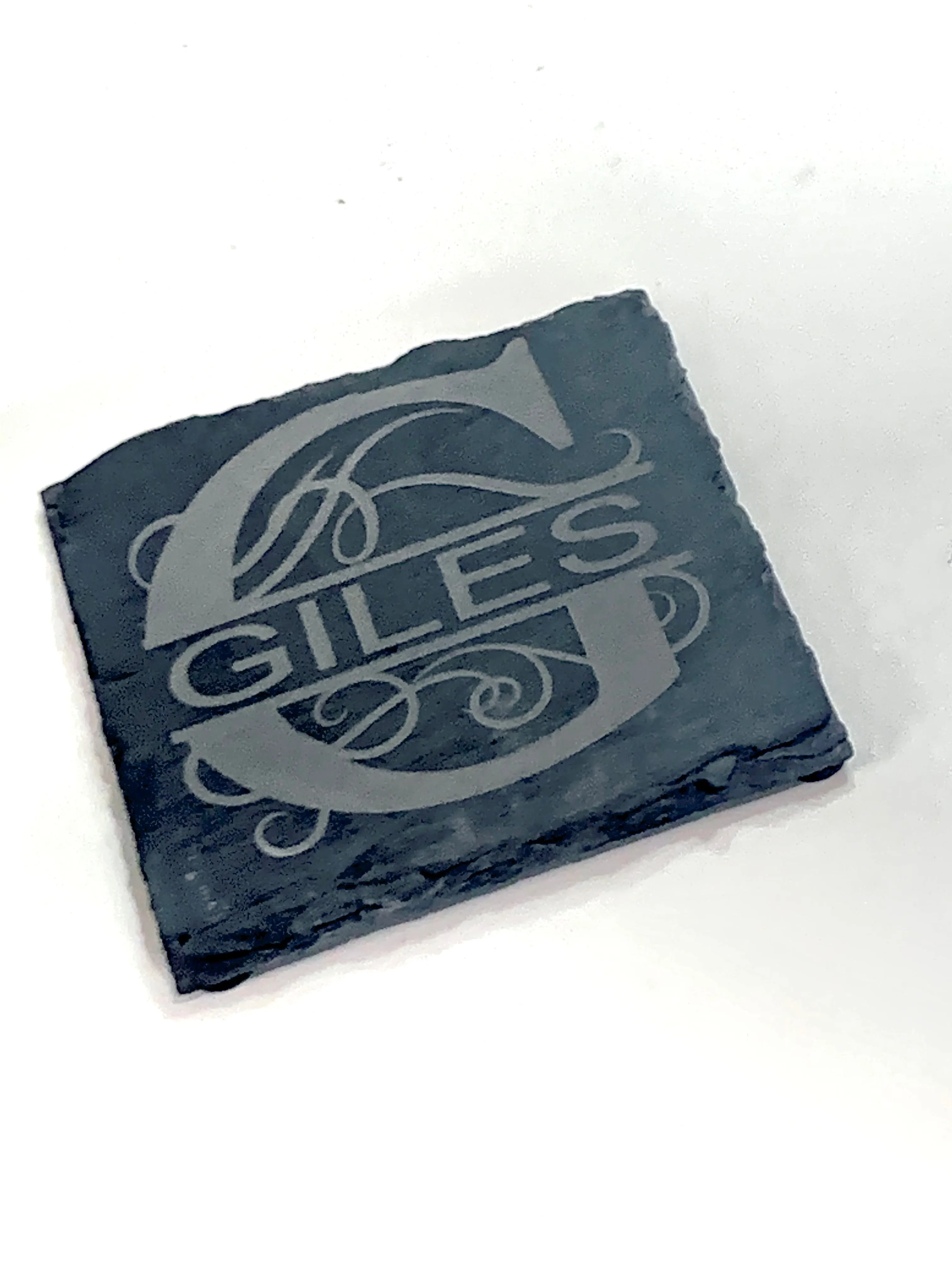 LASER ENGRAVED CUSTOM MONOGRAM SLATE COASTER PACK