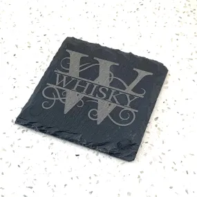 LASER ENGRAVED CUSTOM MONOGRAM SLATE COASTER PACK