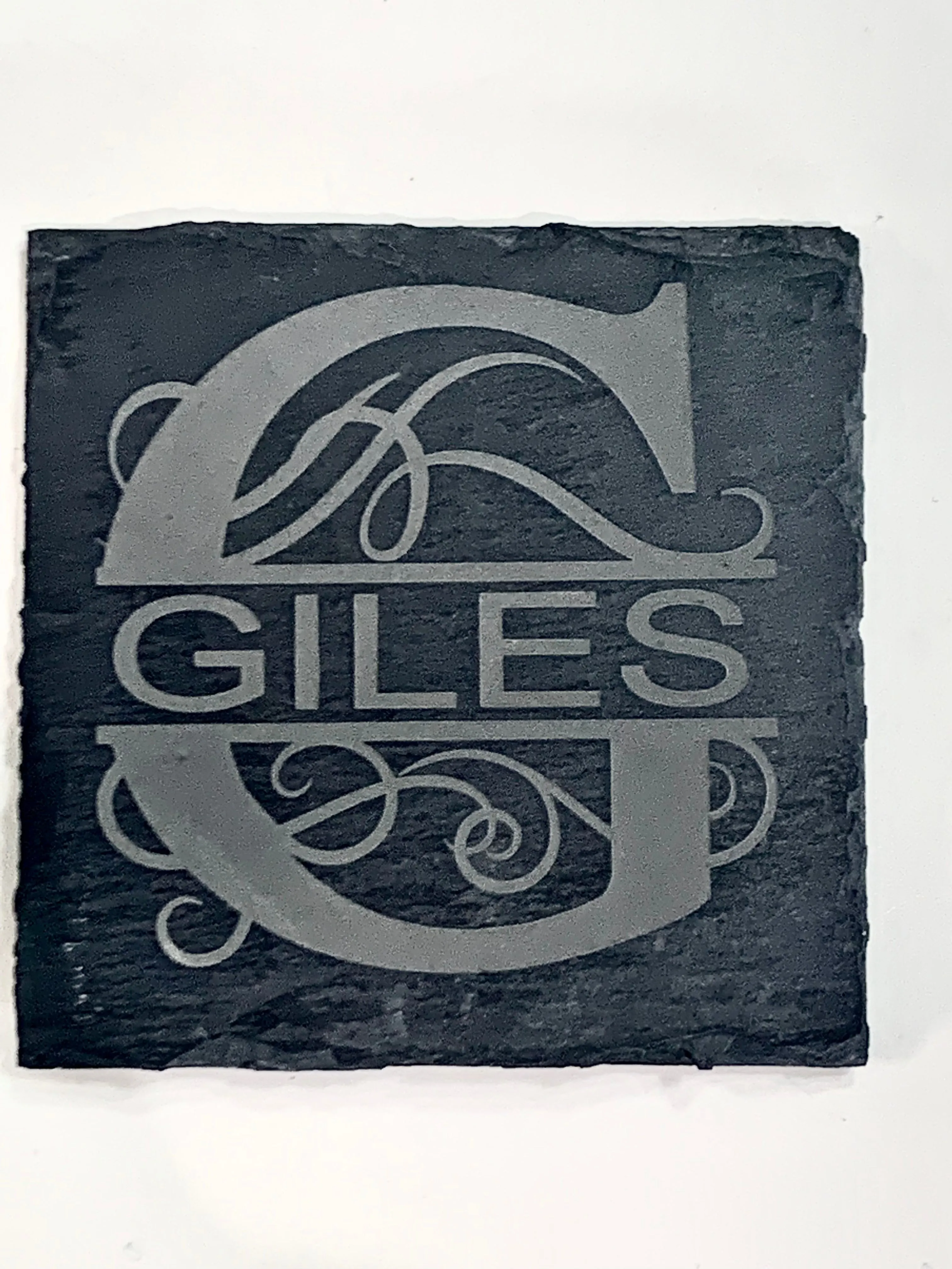 LASER ENGRAVED CUSTOM MONOGRAM SLATE COASTER PACK