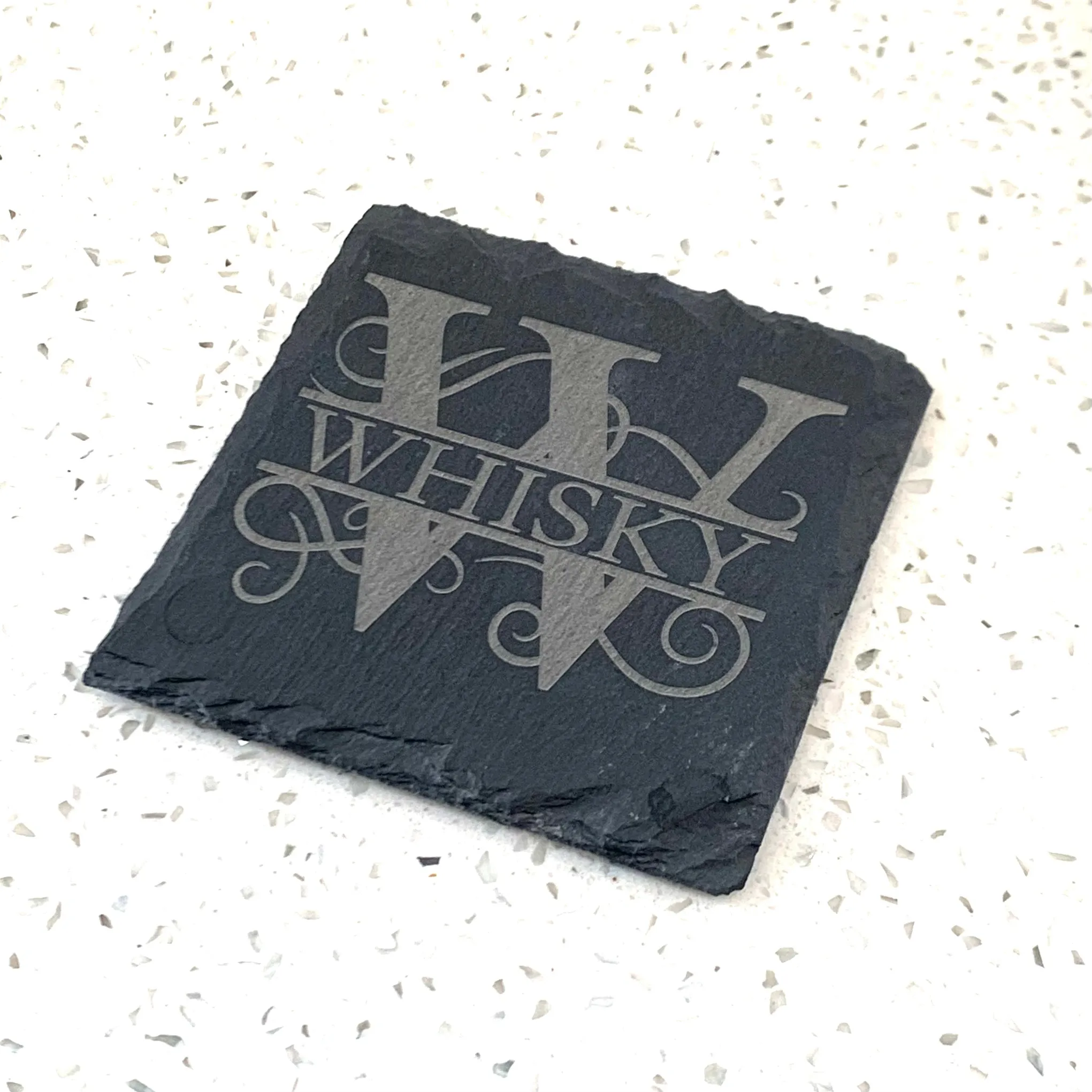 LASER ENGRAVED CUSTOM MONOGRAM SLATE COASTER PACK