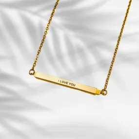 Lazer Engraved Hidden Message Bar Necklace