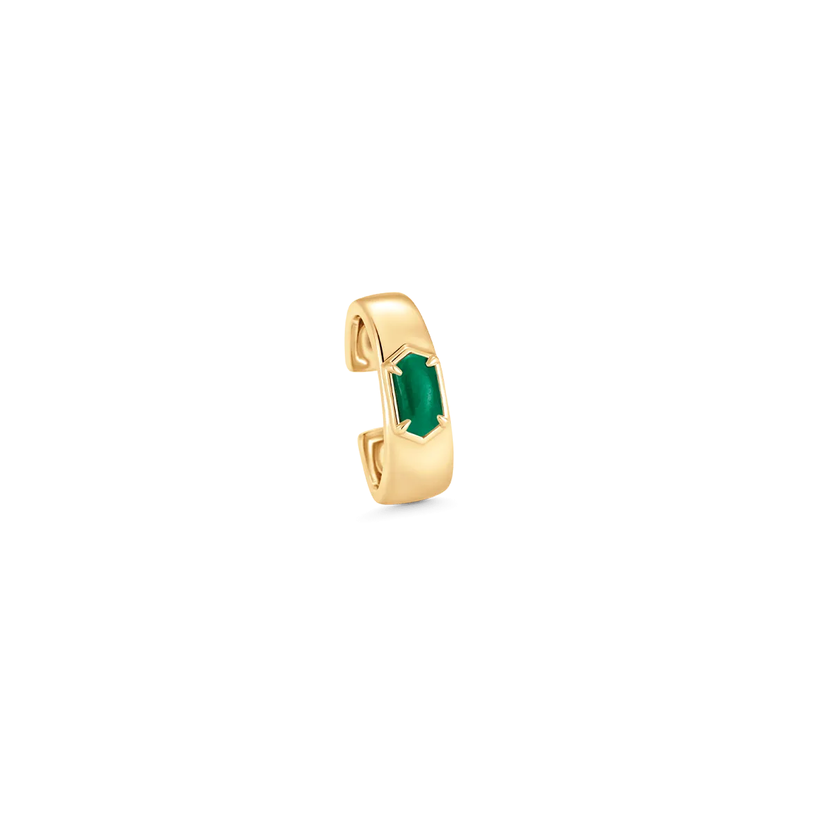 Lucia Gold Malachite Elongated Hexagon Earcuff