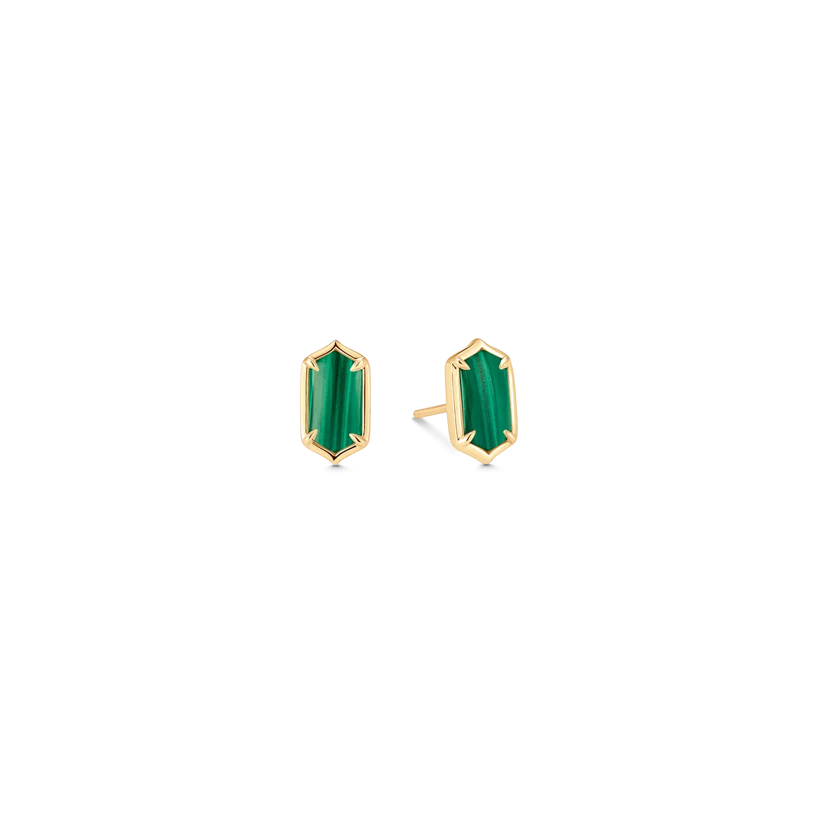 Lucia Malachite and Gold Diamond Stud Earrings