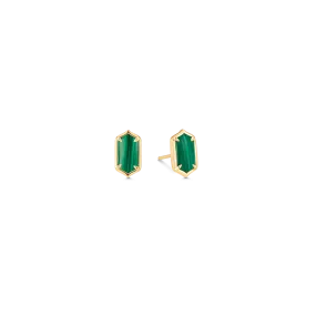 Lucia Malachite and Gold Diamond Stud Earrings