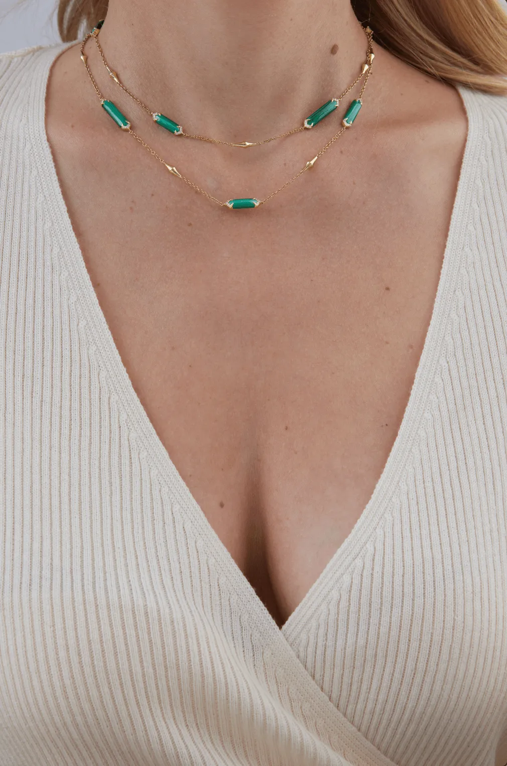 Lucia Malachite and Gold Elongated Hexagon