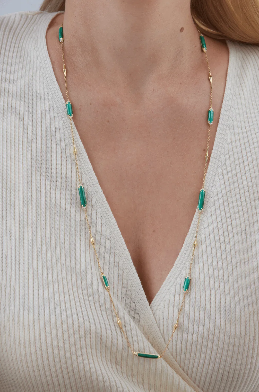 Lucia Malachite and Gold Elongated Hexagon