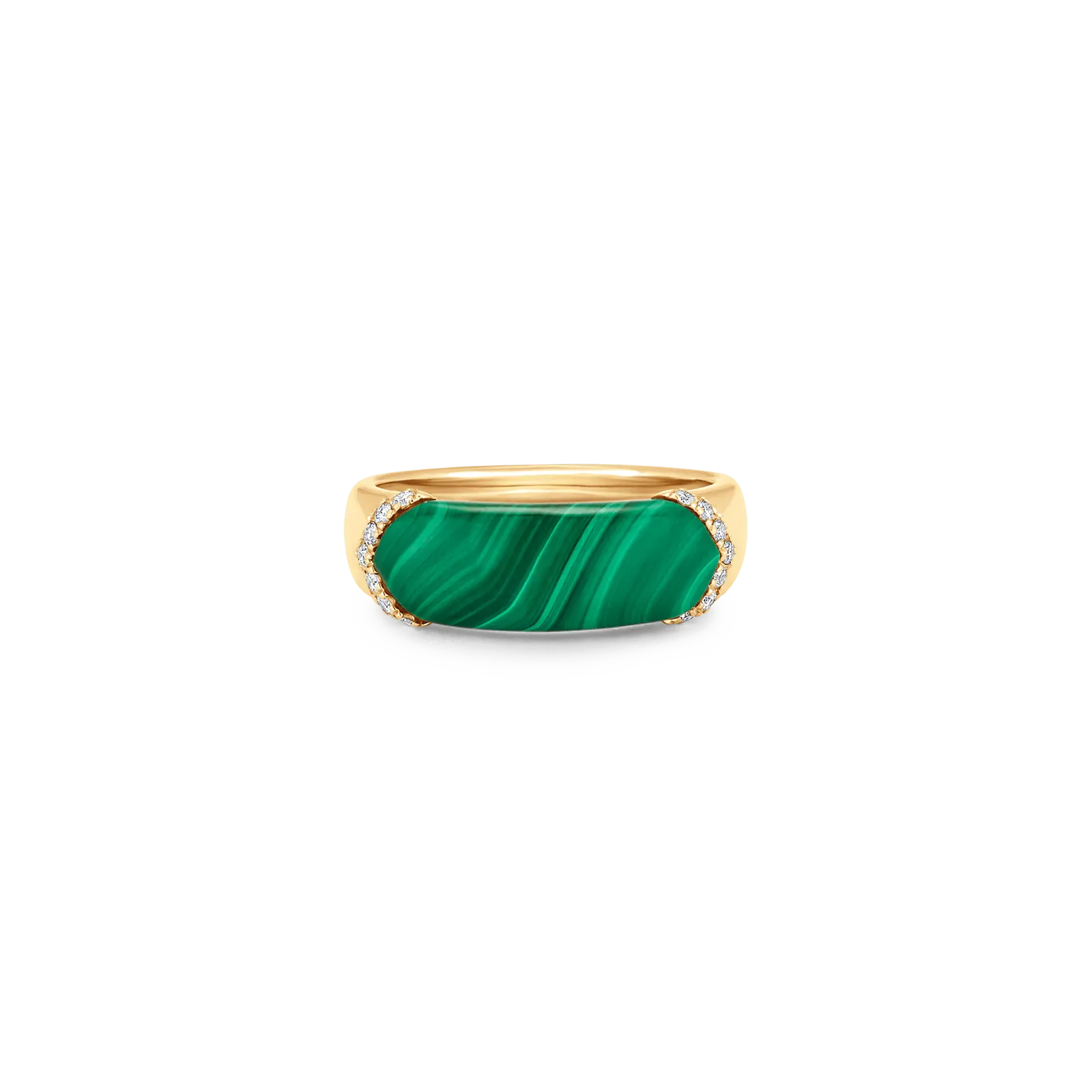 Lucia Malachite, Gold and Diamond Hexagon Ring