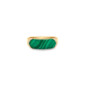 Lucia Malachite, Gold and Diamond Hexagon Ring