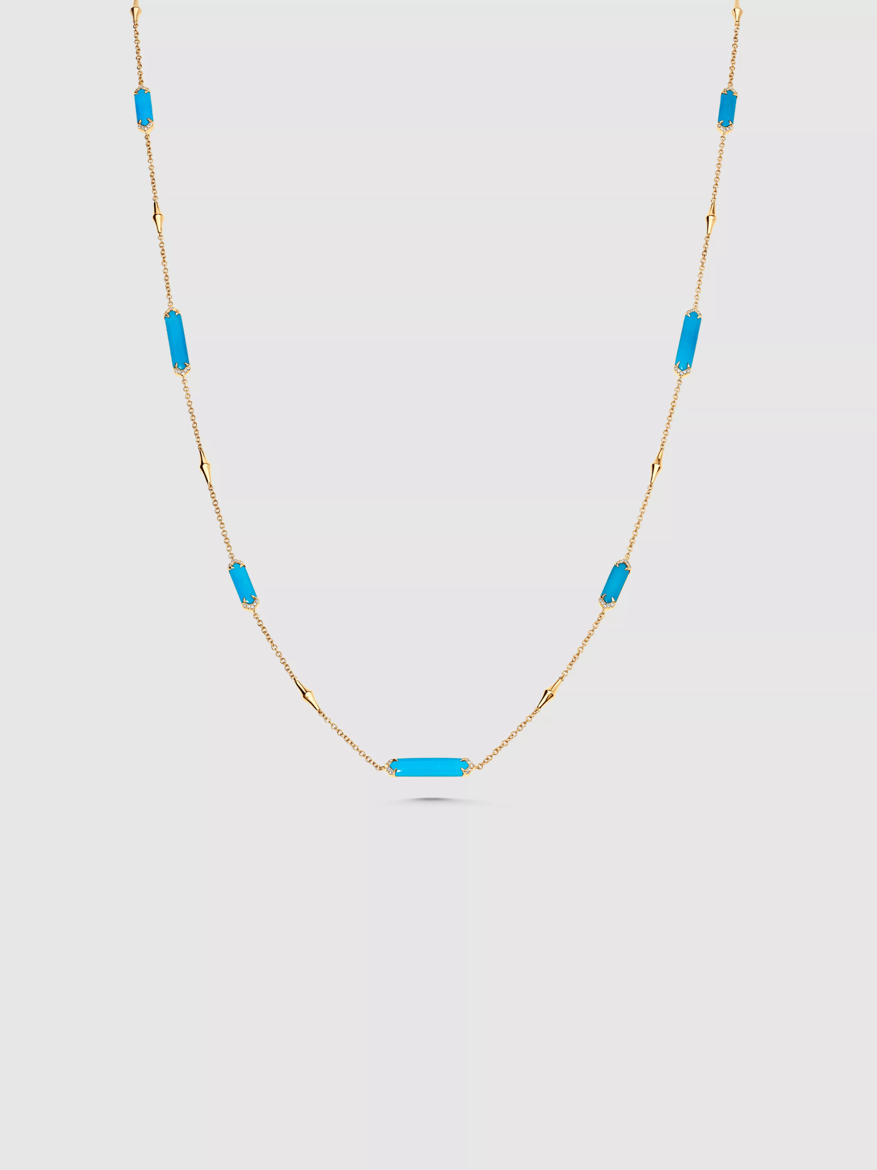 Lucia Turquoise & Gold Elongated Hexagon Long Necklace