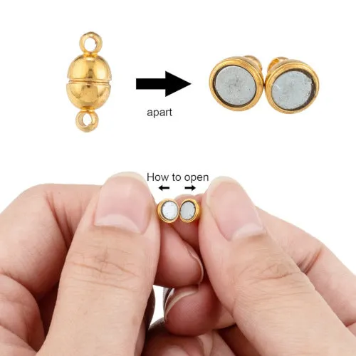 Magnetic Clasps, Oval, Gold Plated, Brass, 11x5mm