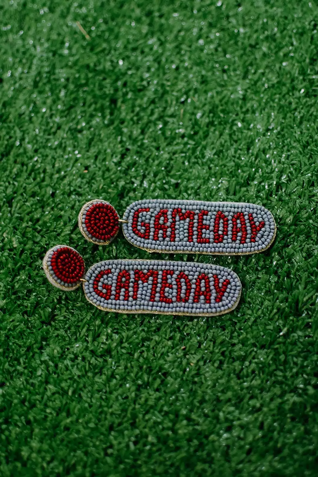 Maroon & Grey Beaded Gameday Earring