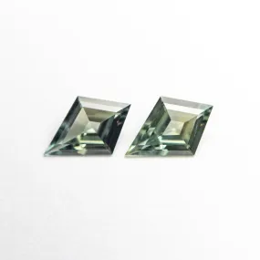 Matching Pair Green Kite Sapphires