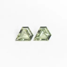 Matching Pair Green Shield Sapphires