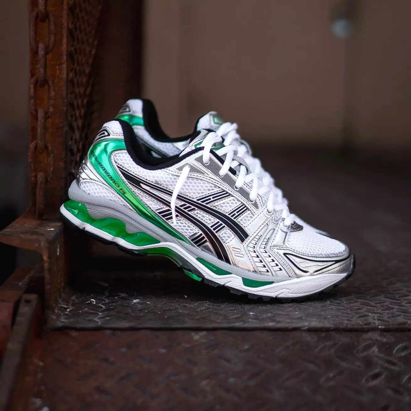 Mens Asics Gel-Kayano 14 (White/Malachite Green)