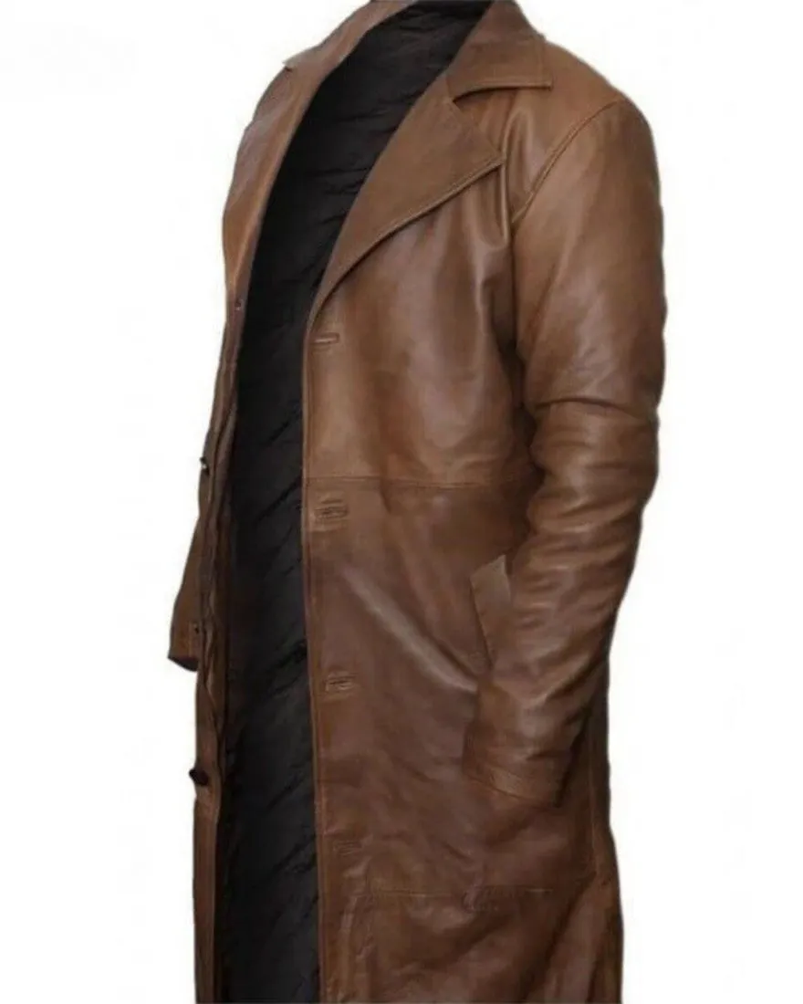 Mens Leather Trench Coat Full Length