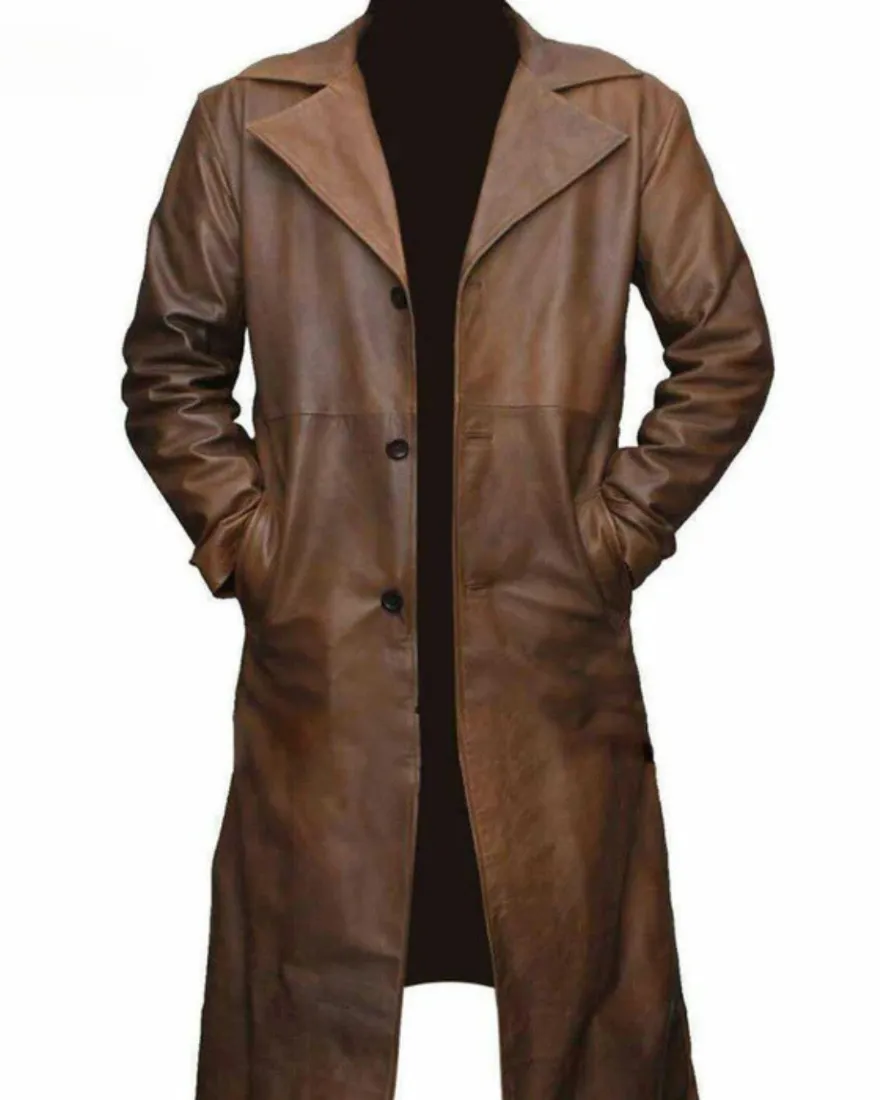 Mens Leather Trench Coat Full Length