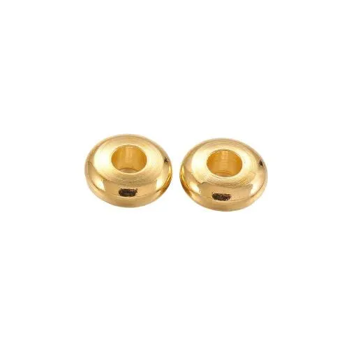 Metal Spacer Beads, Brass, Rondelle, Gold Plated, 5mm