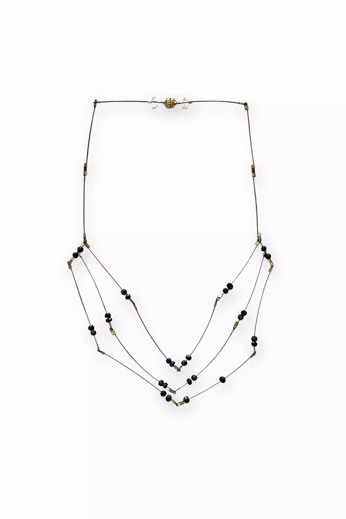 Mini Faceted Necklace | Spinel/Gunmetal/Gold