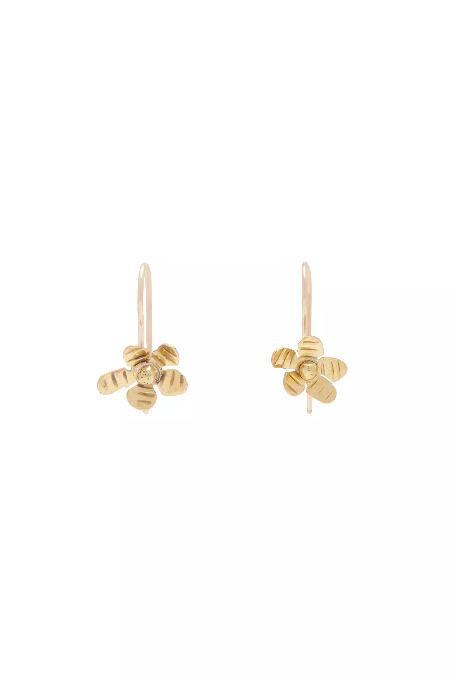 Mini Flower Drop Earring - Brass