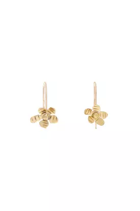 Mini Flower Drop Earring - Brass