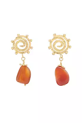 Mini Spiral Stone Earring - Carnelian