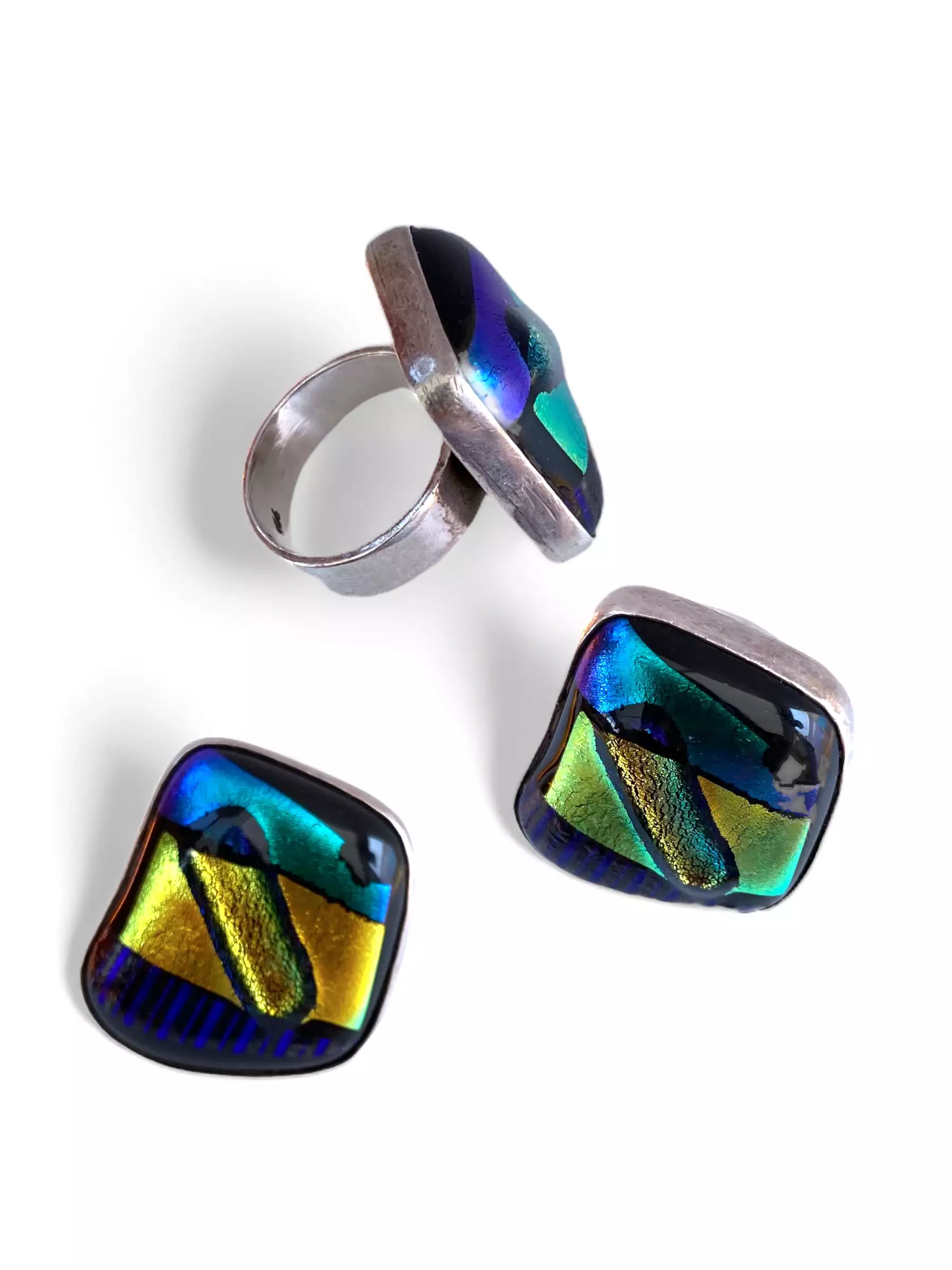 Modernist Dichroic Sterling Silver Ring