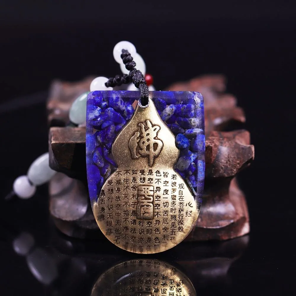 Natural Lapis Lazuli Buddha Amulet Necklace With Adjustable Orgone Chakra Healing Crystals