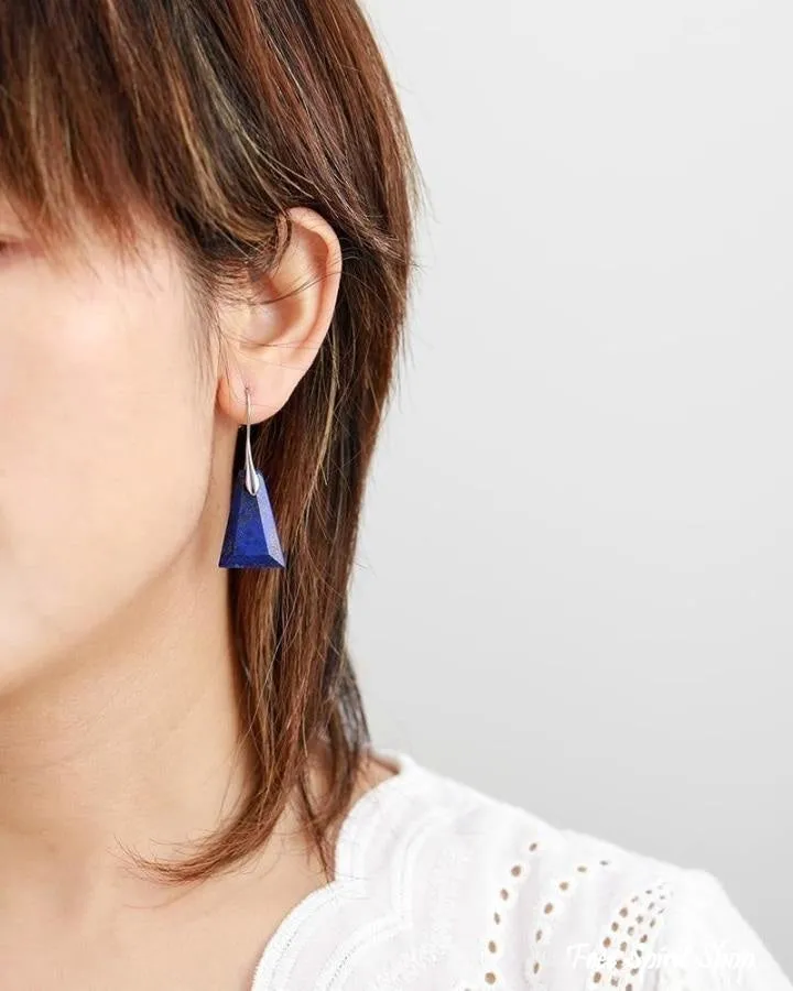 Natural Lapis Lazuli Pyramid Earrings