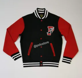 Nwt Polo Ralph Lauren Black P-Wing Patch Baseball Jacket