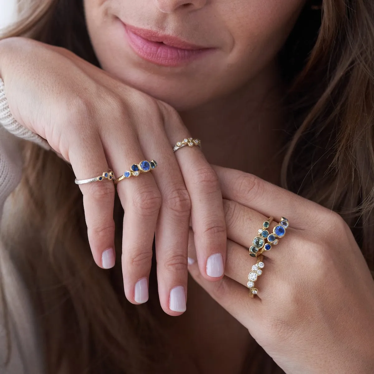 Ocean Sapphires Seaweed Ring