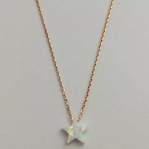 Opal Star Fine Chain Rose Gold Plated Necklace