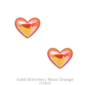 Orange Iridescent Heart Studs