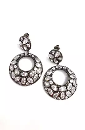 Pave Round Circle Earring