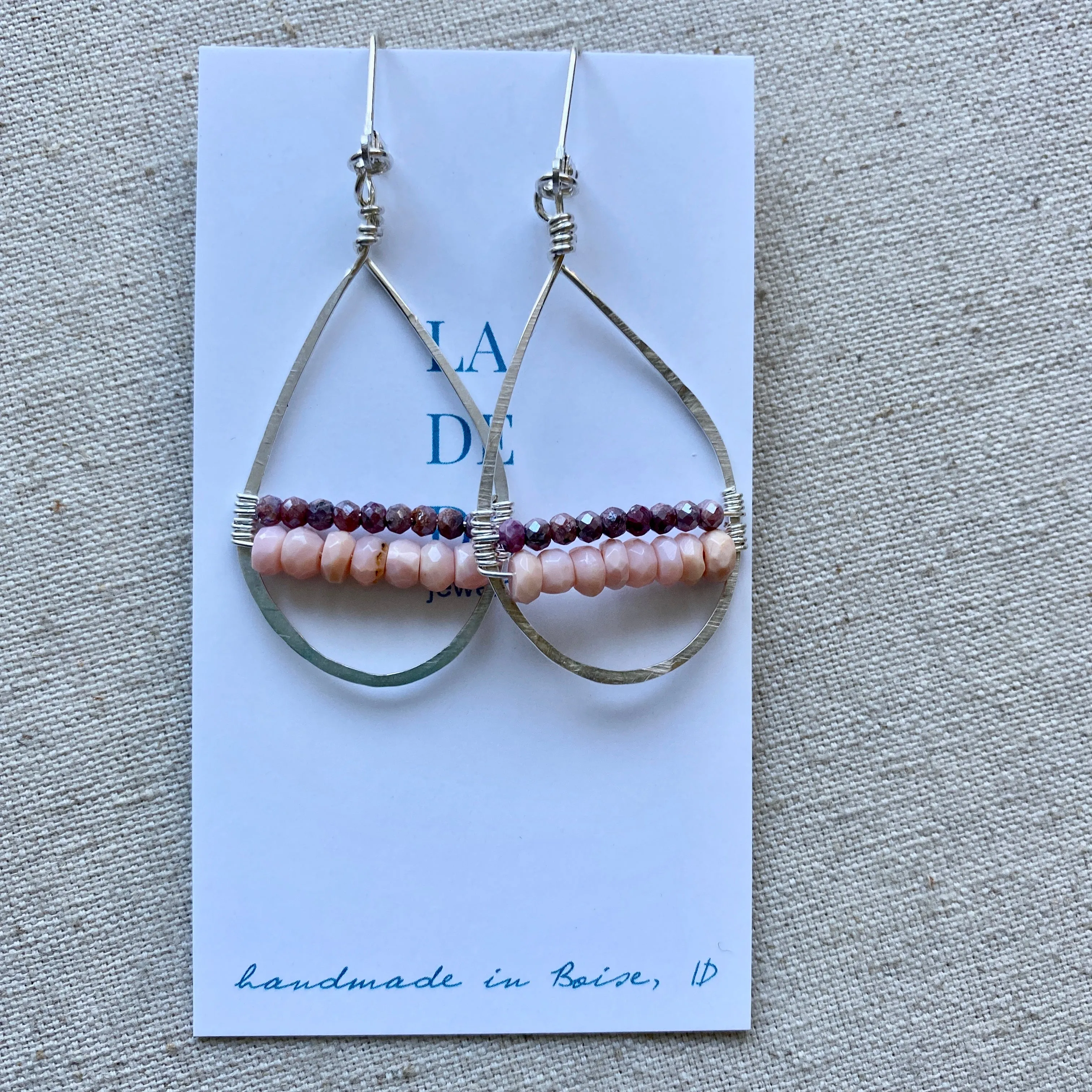 Peruvian Opal & Garnet Earrings