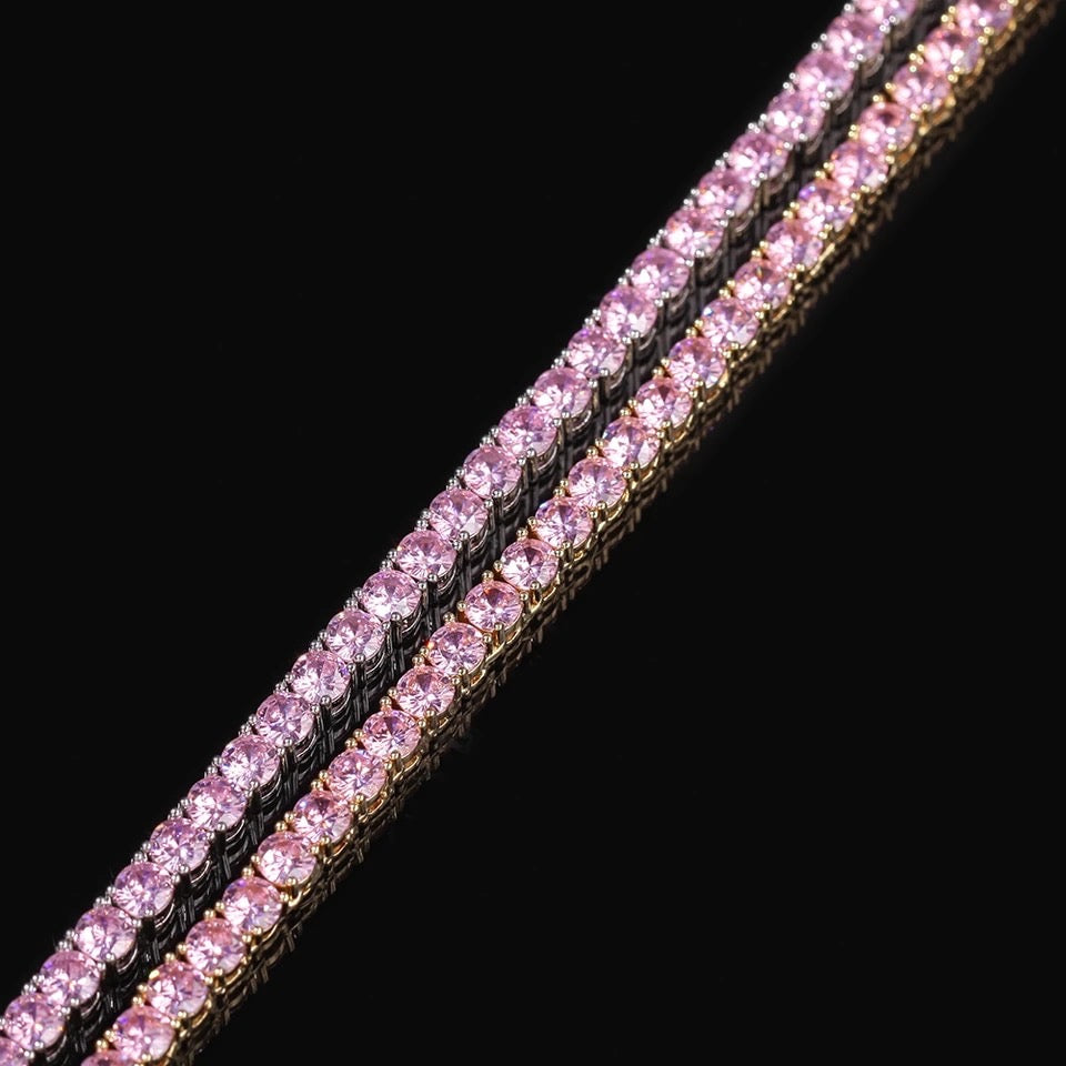 Pink Cubic Zirconia Ankh Tennis Chain