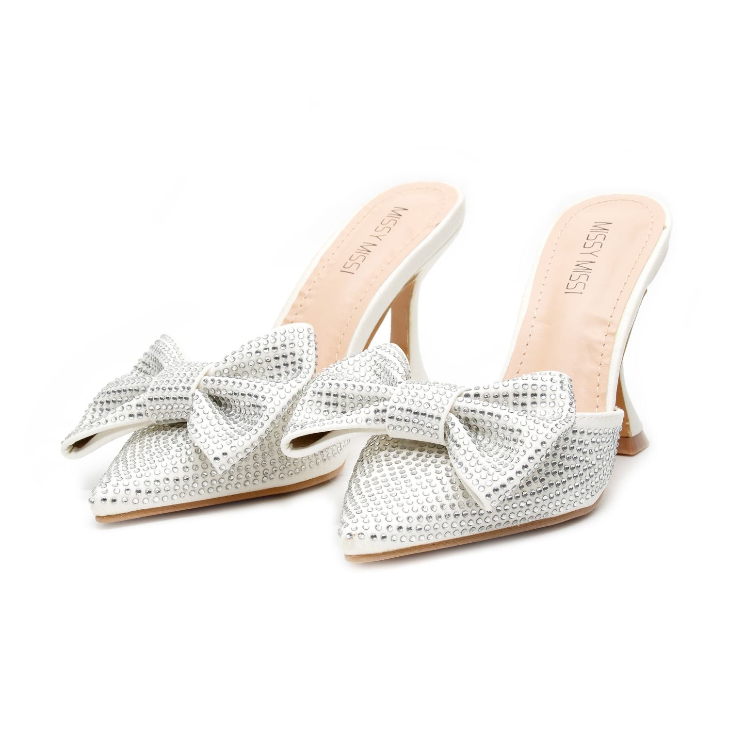 Pointed Bow Crystal Sandals