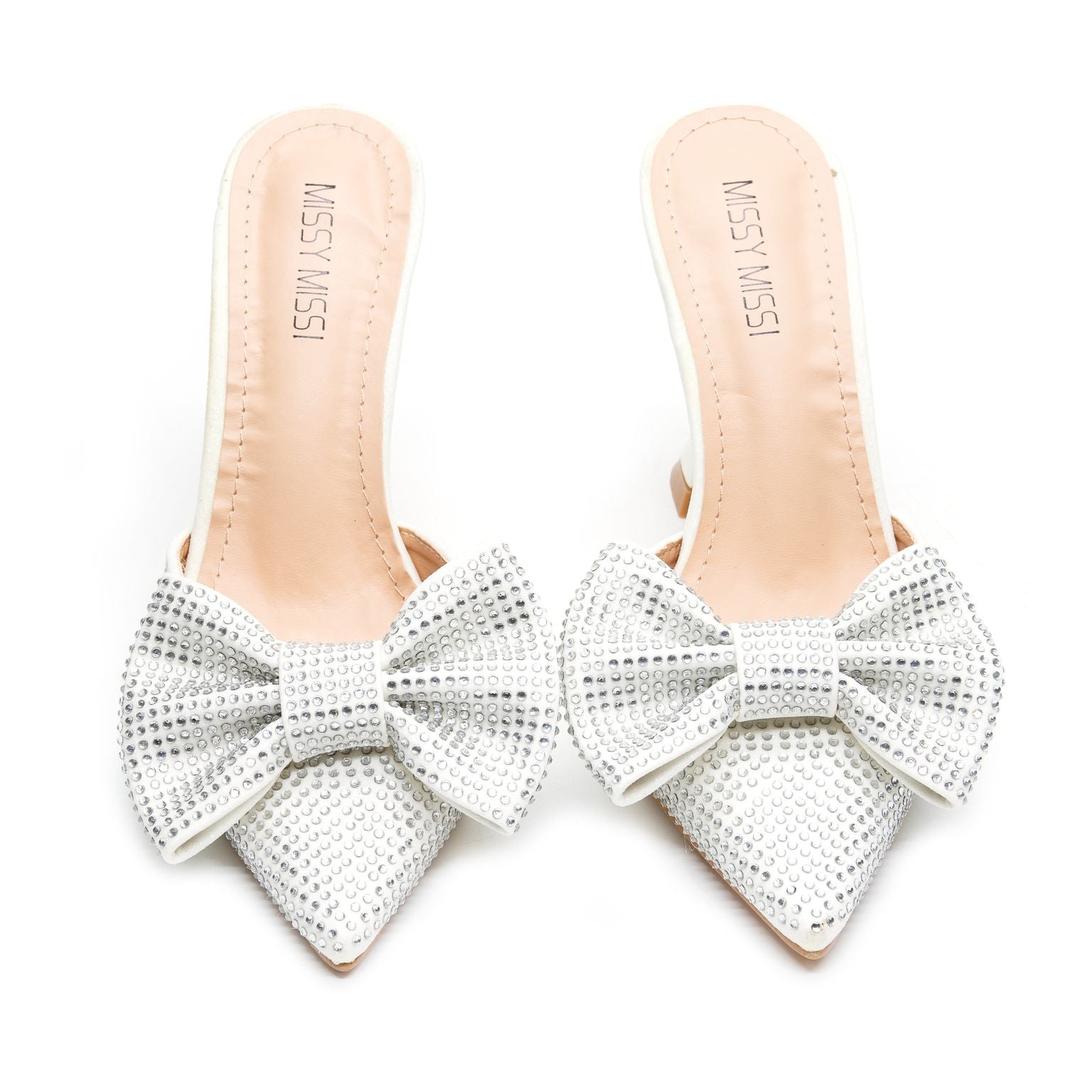 Pointed Bow Crystal Sandals