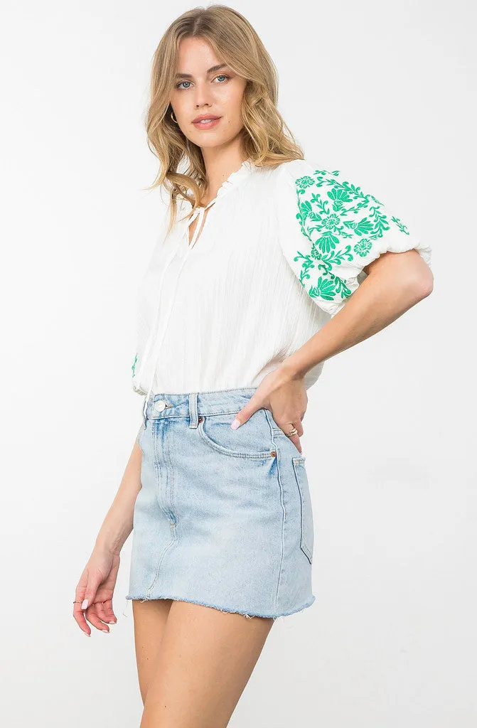 POP OF FLORAL PUFF SLEEVE BLOUSE