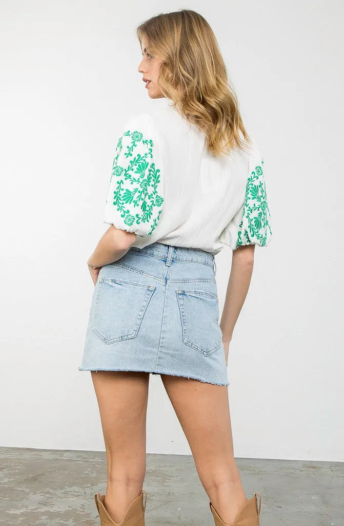 POP OF FLORAL PUFF SLEEVE BLOUSE