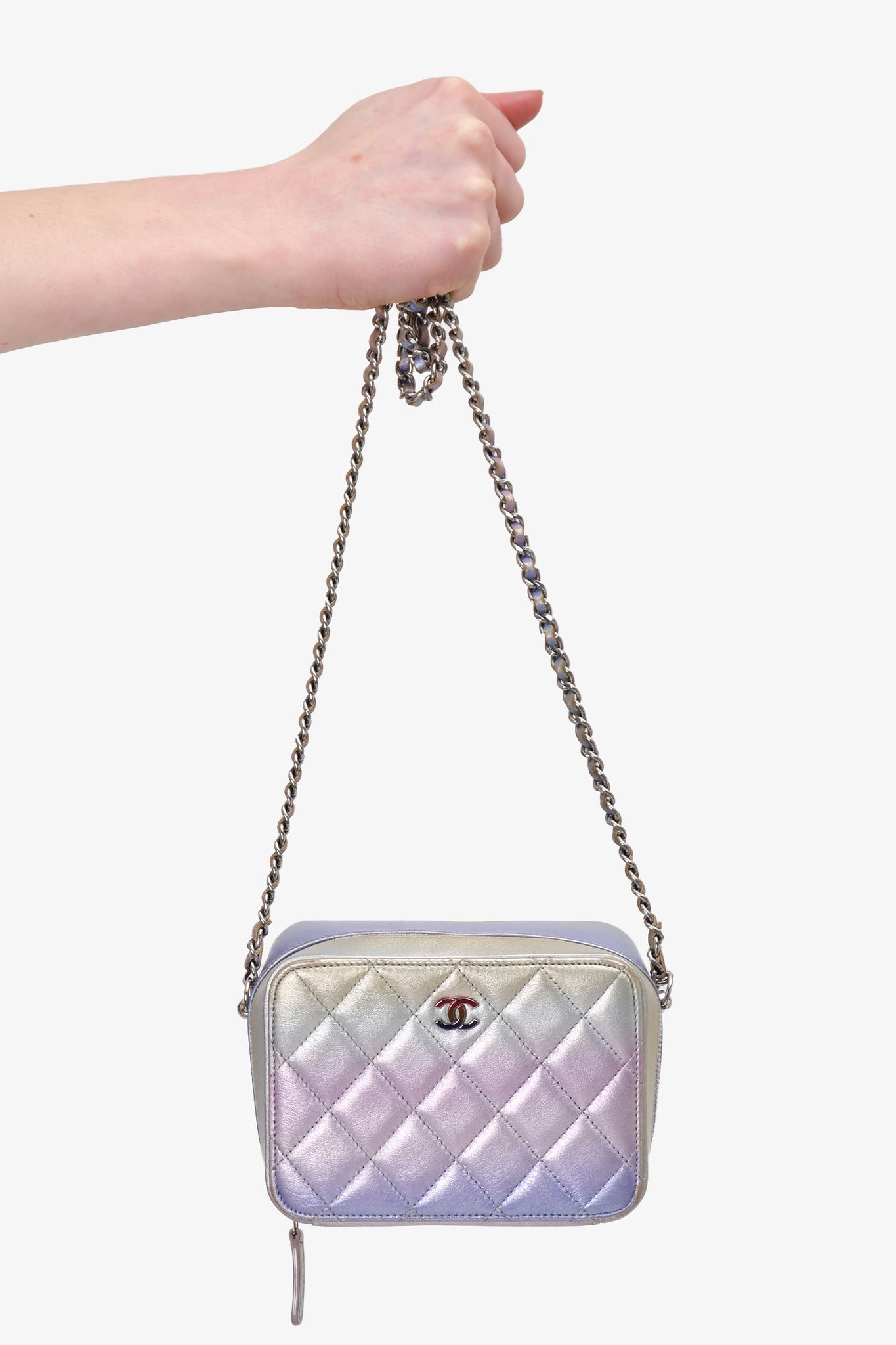 Pre-loved Chanel? 2021 Iridescent Quilted Lambskin Cube Crossbody