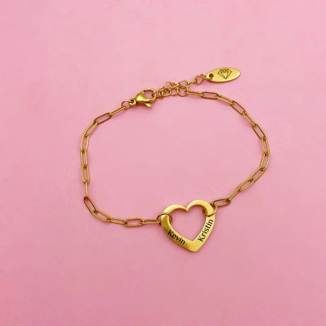 PRE-ORDER Lazer Engraved Hollow Heart Bracelet