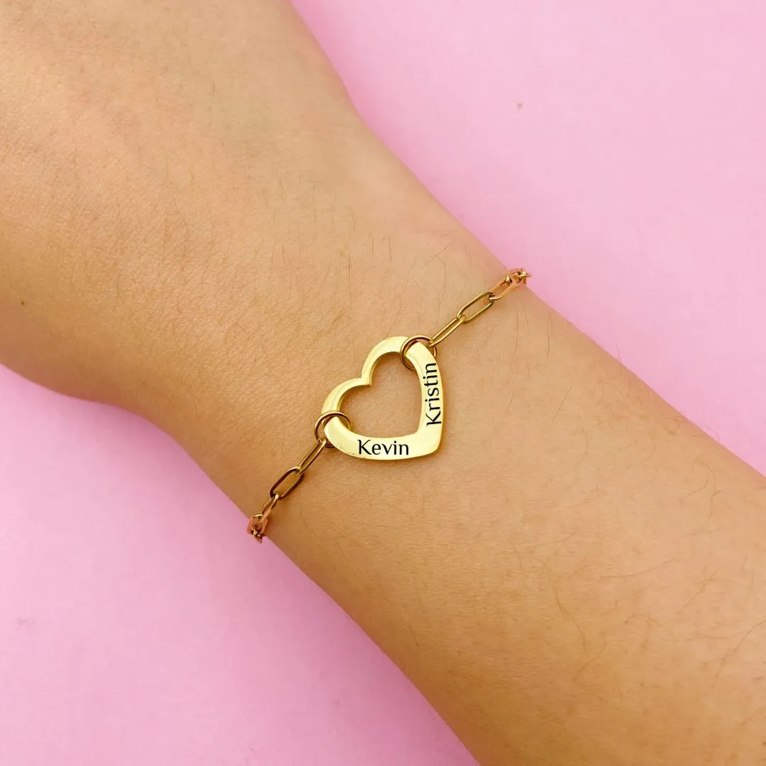 PRE-ORDER Lazer Engraved Hollow Heart Bracelet