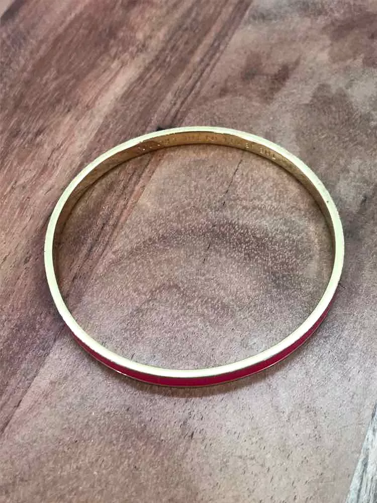 Pre-Owned Kate Spade Gold and Hot  Pink Enamel Bangle Bracelet