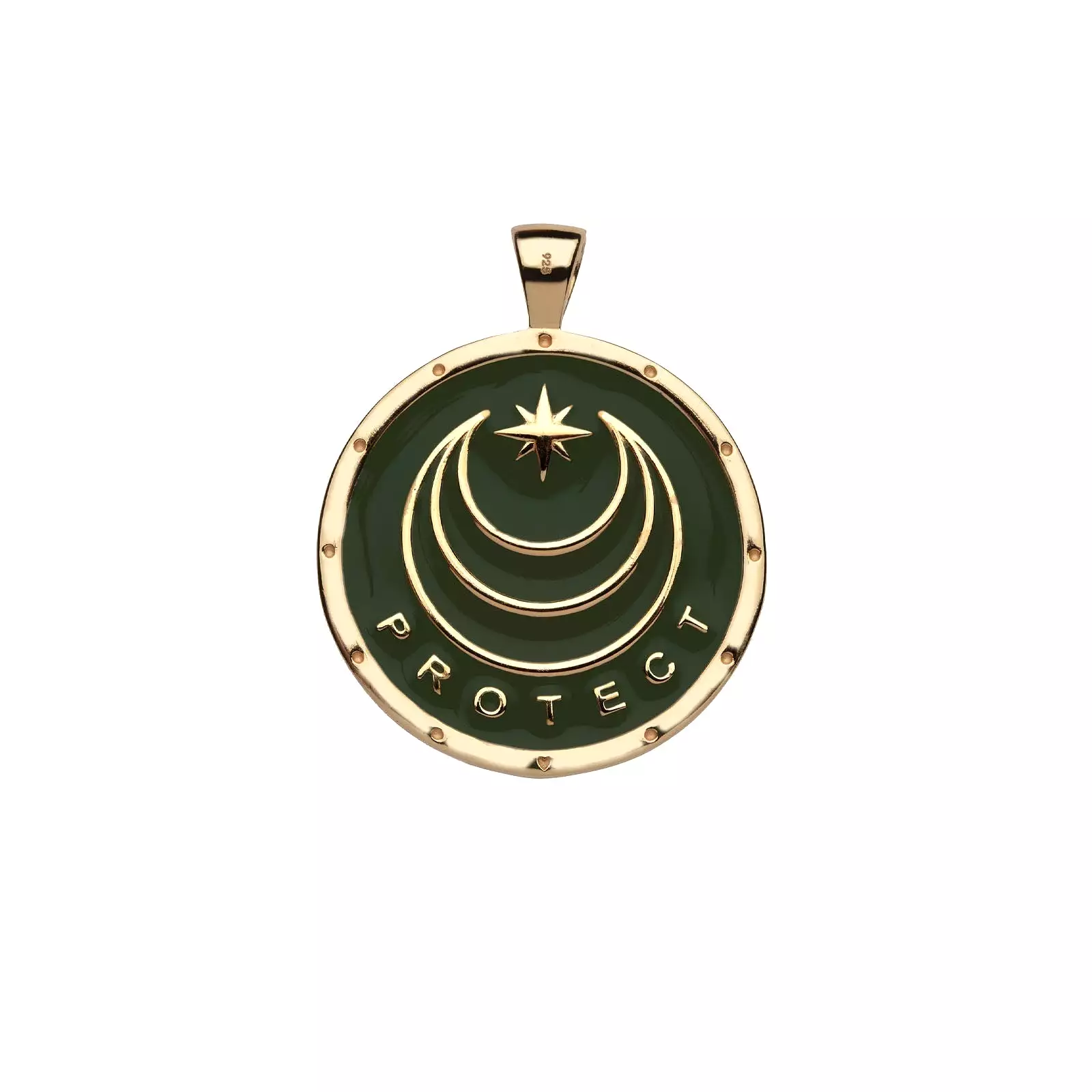 PROTECT JW Original Pendant Coin in Green Enamel