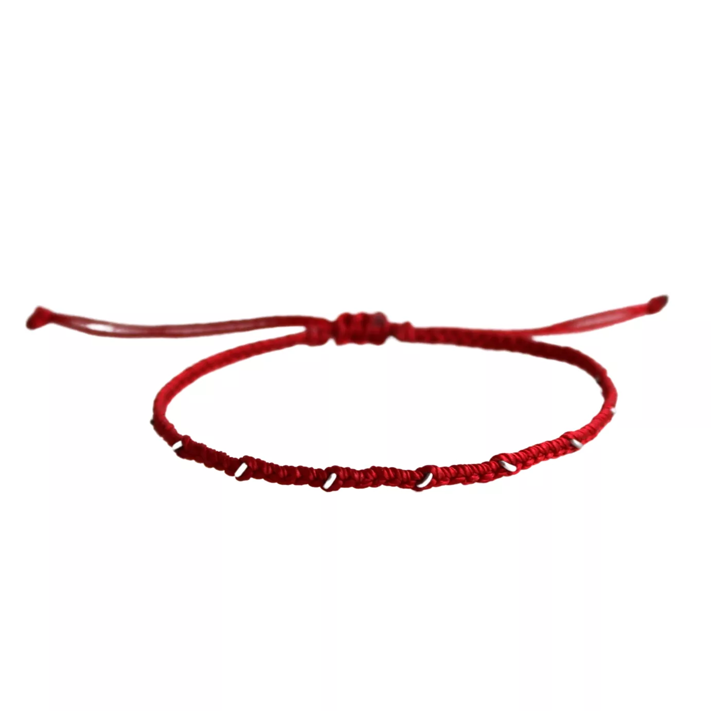 Red Macrame Bracelet with Silver Rings