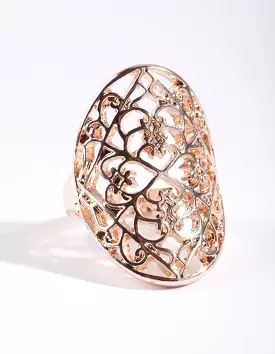 Rose Gold Filigree Shield Ring